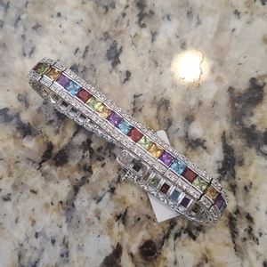 Sterling Silver 925 41 stone Gemstone bracelet